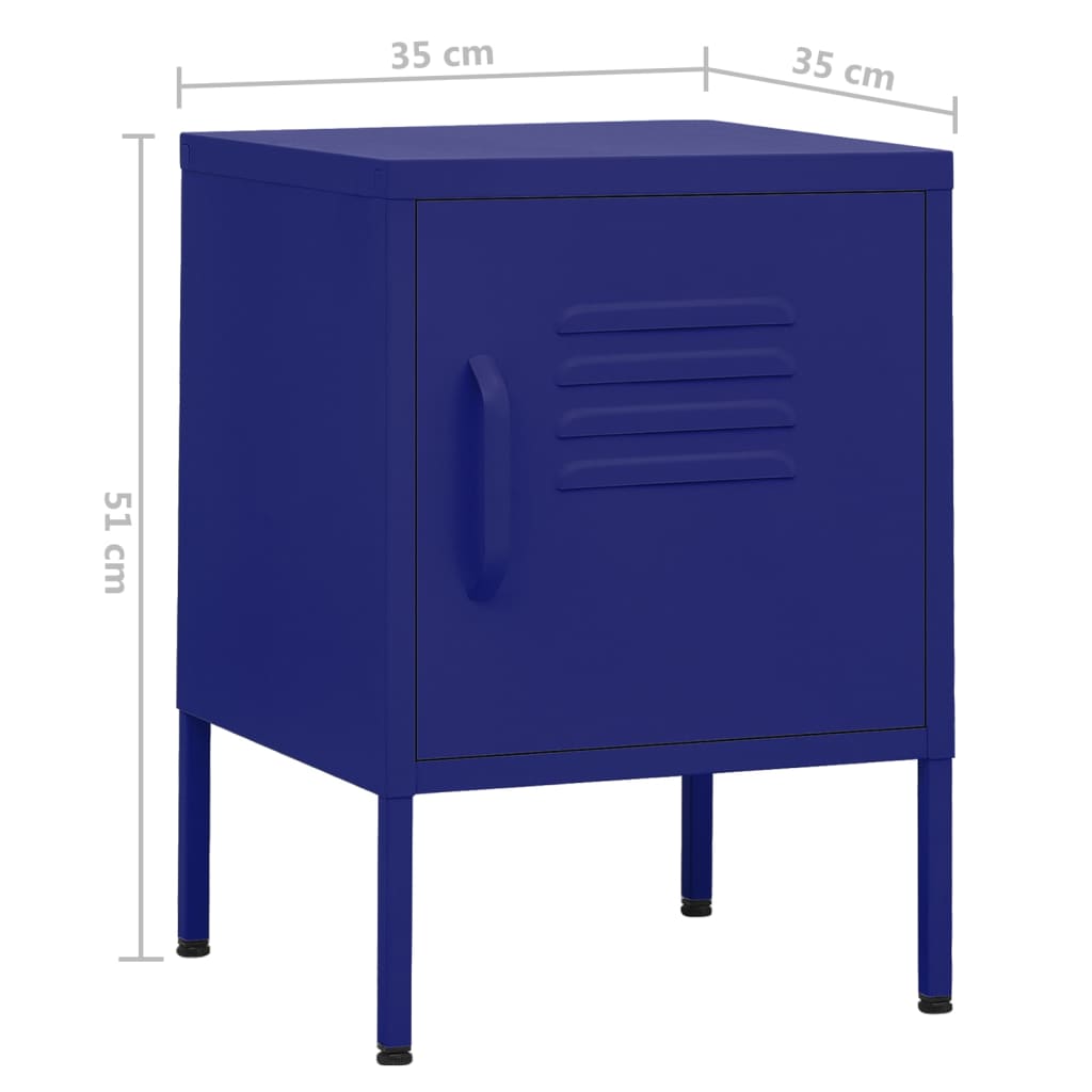 Bedside table navy blue 35x35x51 cm steel