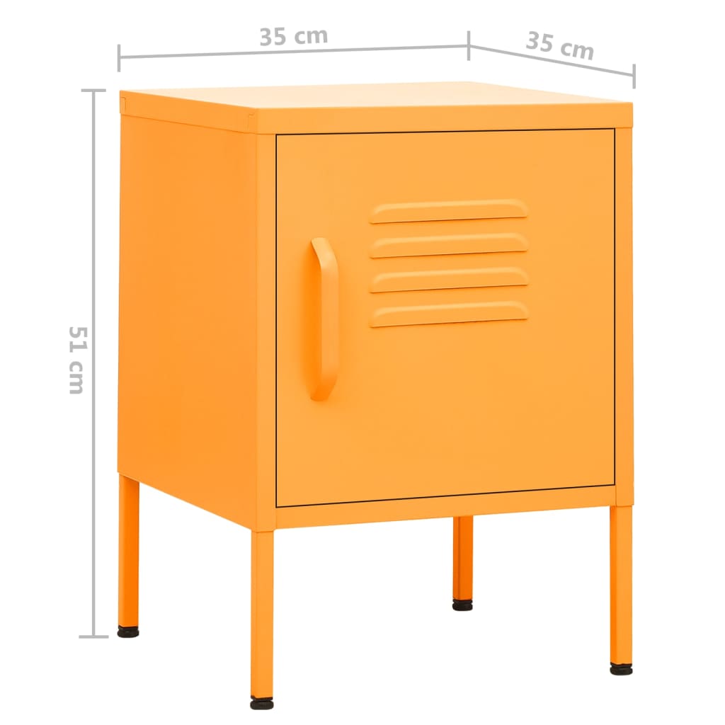Bedside table mustard yellow 35x35x51 cm steel