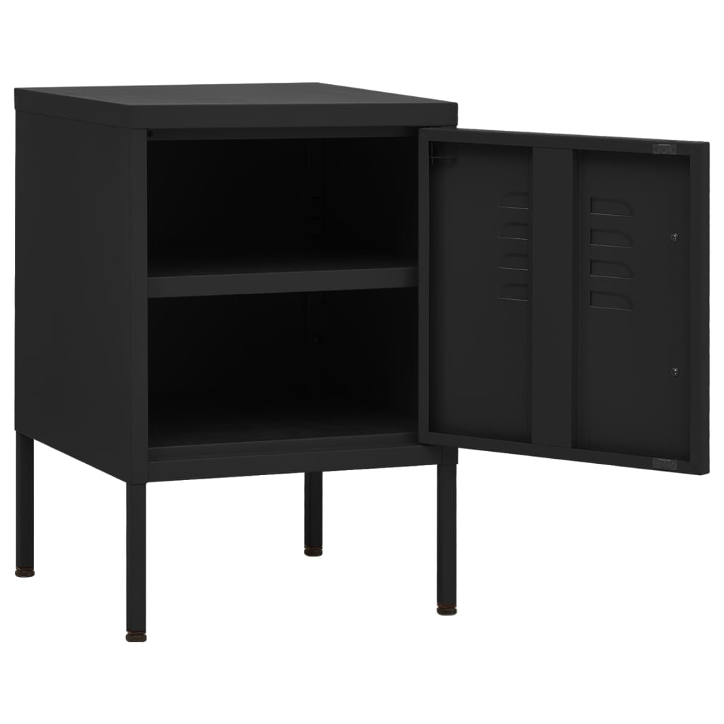 Bedside table black 35x35x51 cm steel
