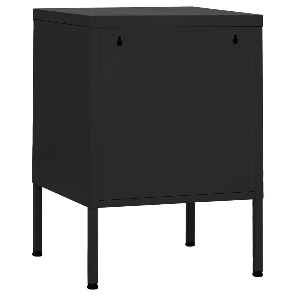 Bedside table black 35x35x51 cm steel