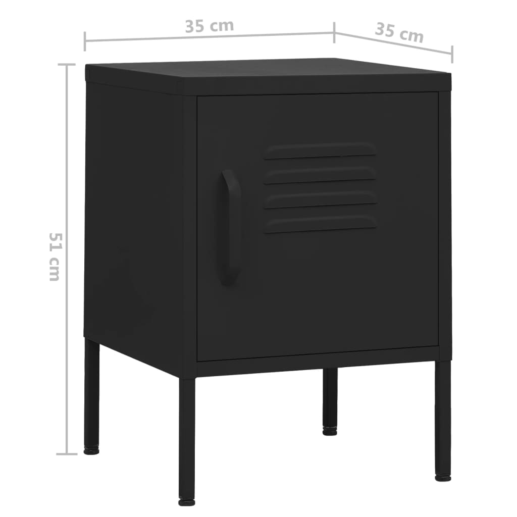 Bedside table black 35x35x51 cm steel