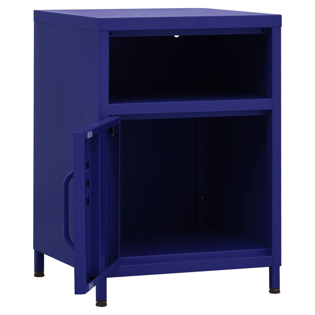 Bedside table navy blue 35x35x51 cm steel