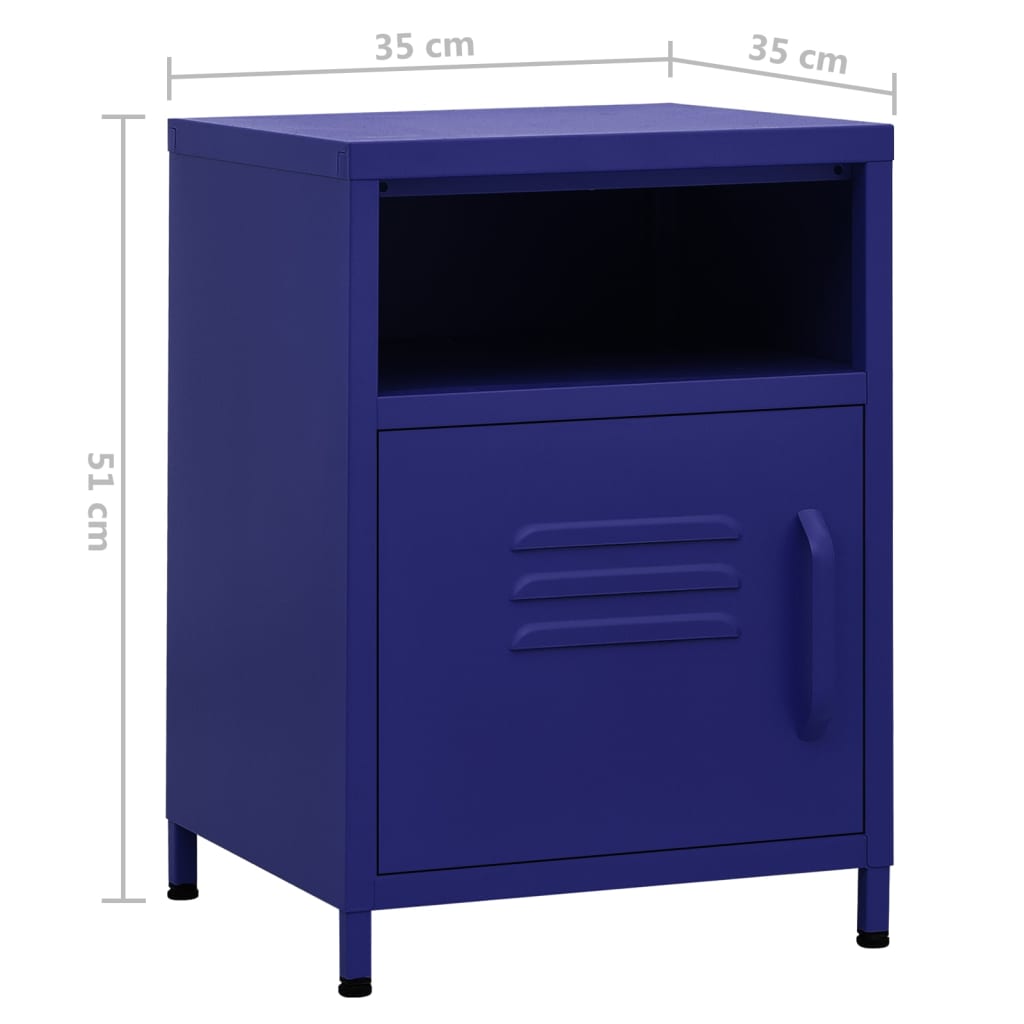 Bedside table navy blue 35x35x51 cm steel