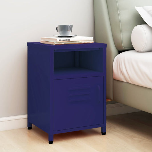 Bedside table navy blue 35x35x51 cm steel