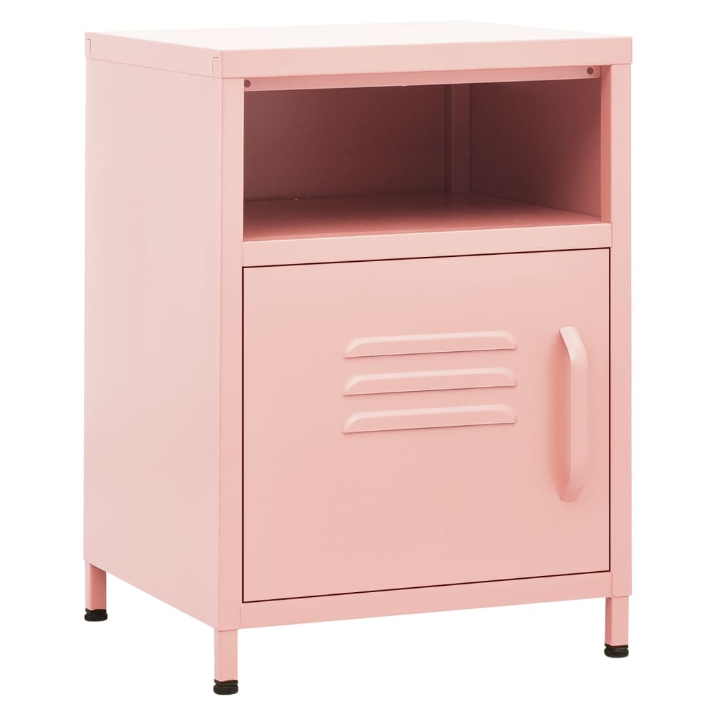 Bedside table pink 35x35x51 cm steel