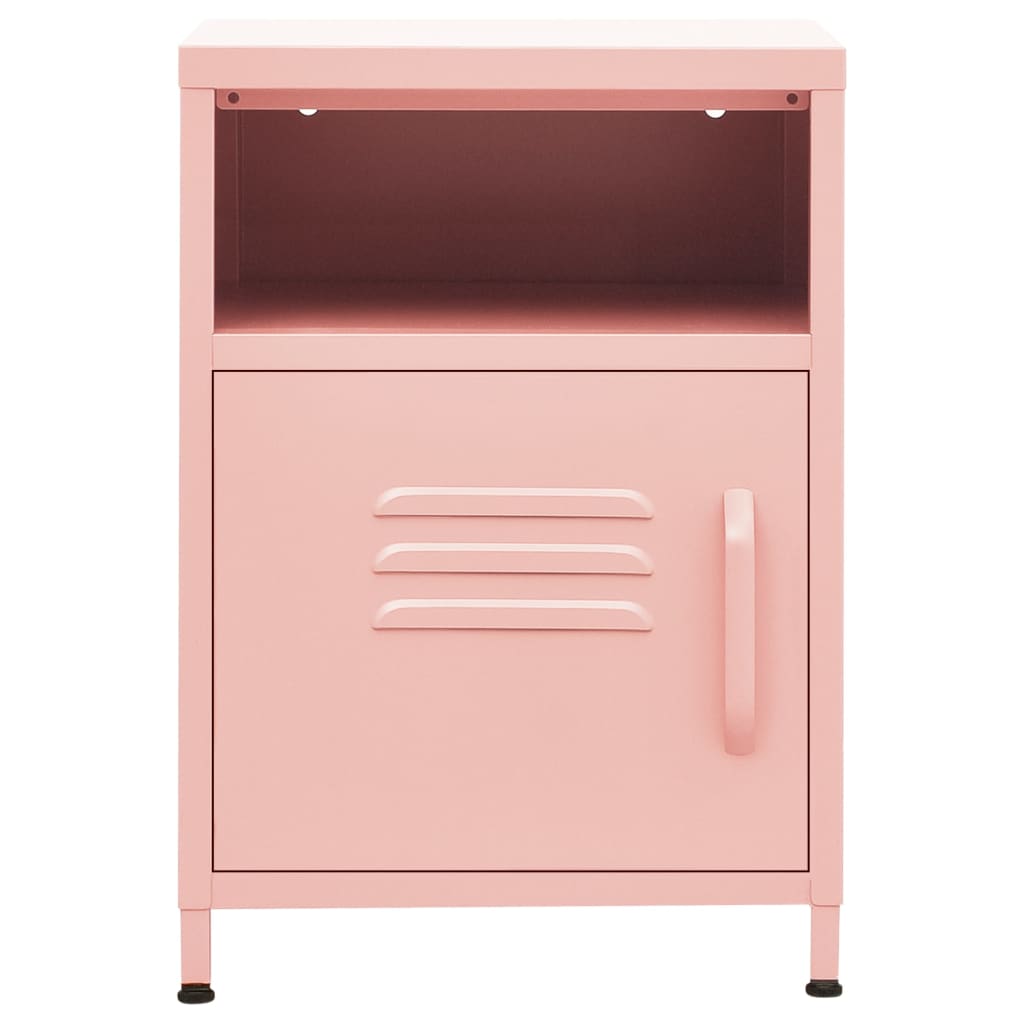 Bedside table pink 35x35x51 cm steel