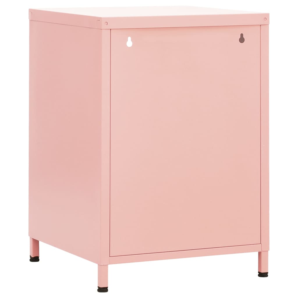 Bedside table pink 35x35x51 cm steel