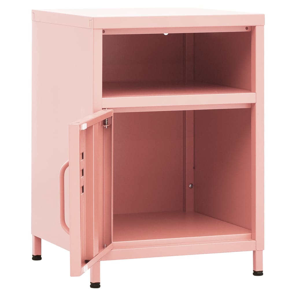 Bedside table pink 35x35x51 cm steel