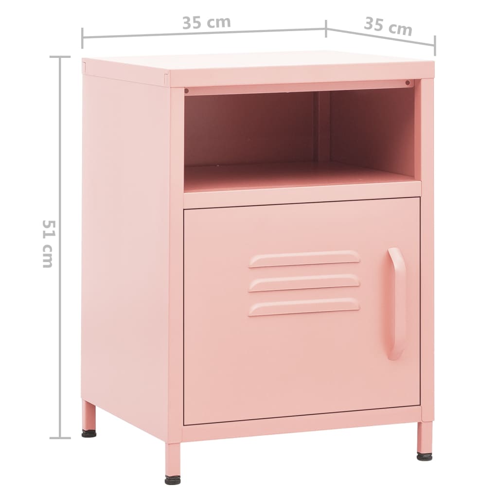Bedside table pink 35x35x51 cm steel
