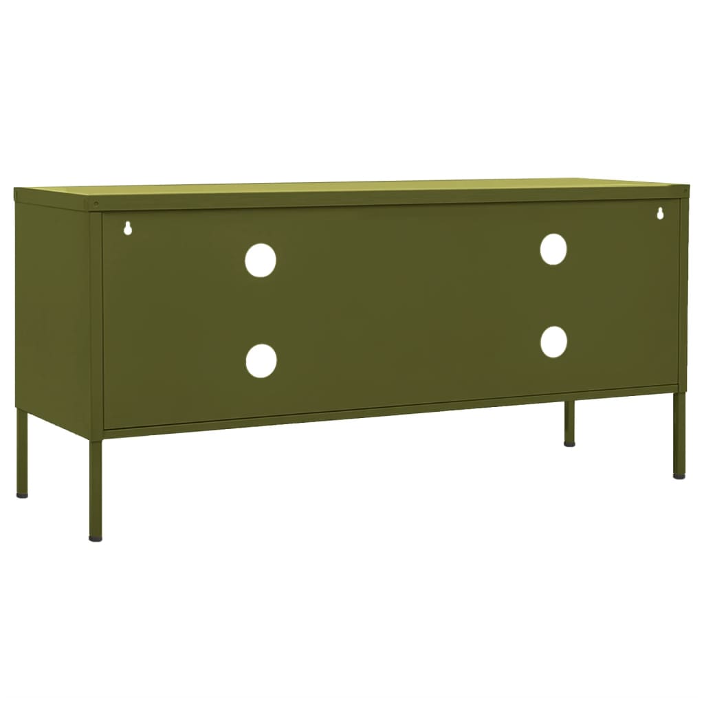 Meuble TV vert olive 105x35x50 cm acier
