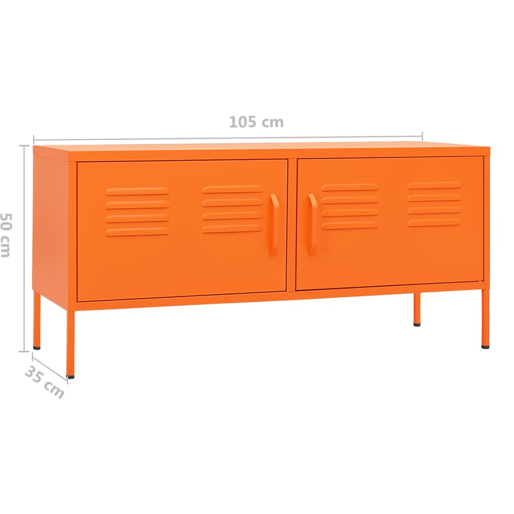 Meuble TV orange 105x35x50 cm acier