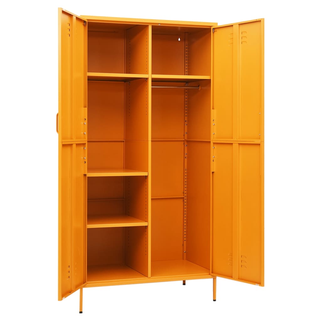 Wardrobe mustard yellow 90x50x180 cm steel