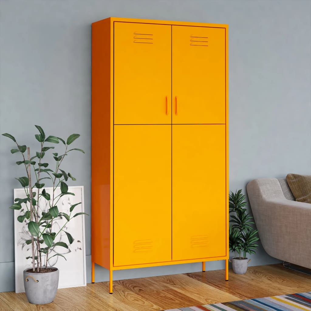 Wardrobe mustard yellow 90x50x180 cm steel