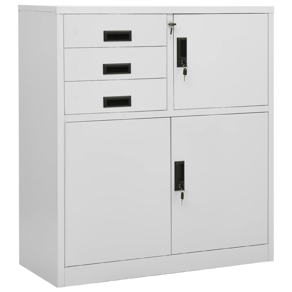 Armoire de bureau gris clair 90x40x102 cm en acier