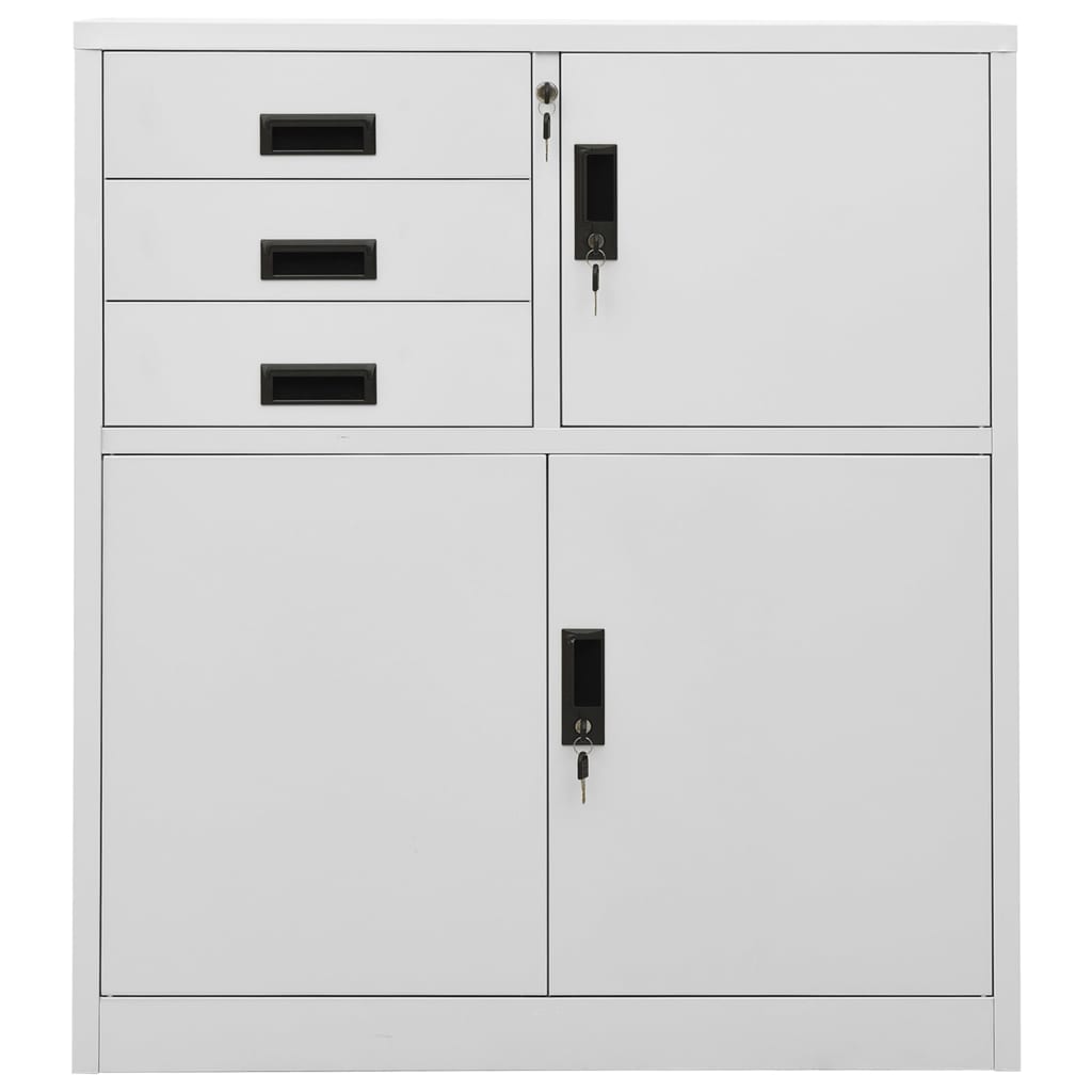 Armoire de bureau gris clair 90x40x102 cm en acier