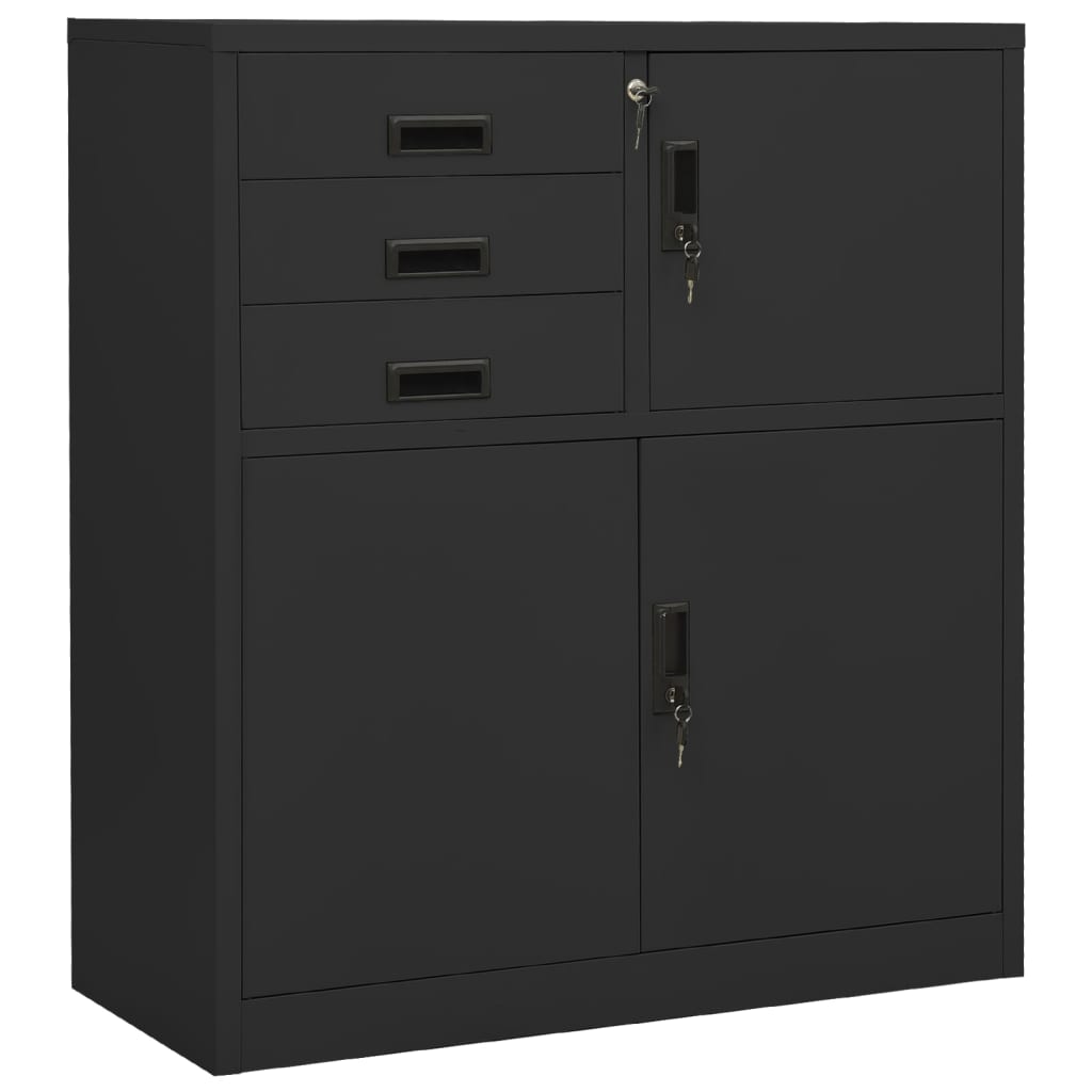Armoire de bureau anthracite 90x40x102 cm en acier