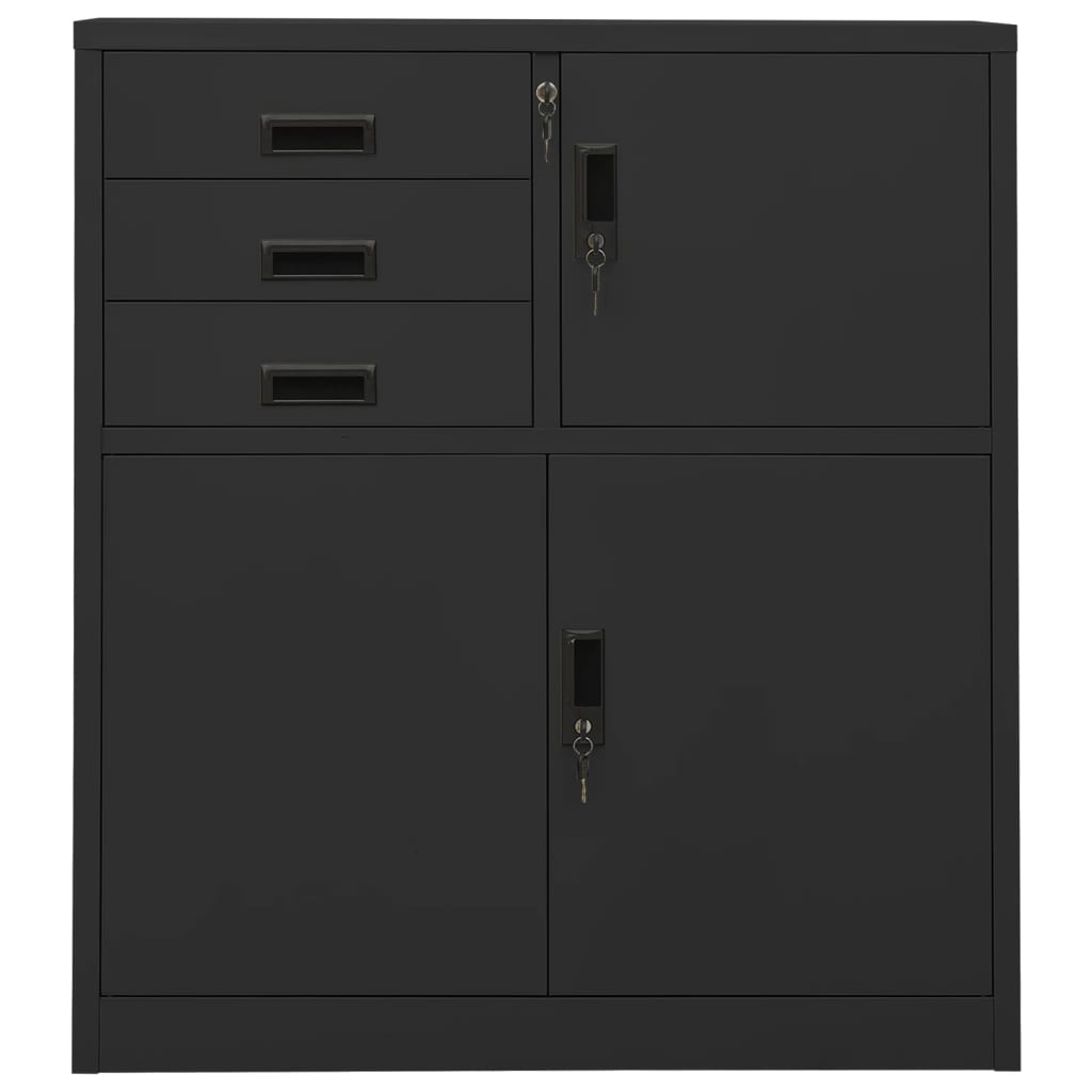 Armoire de bureau anthracite 90x40x102 cm en acier