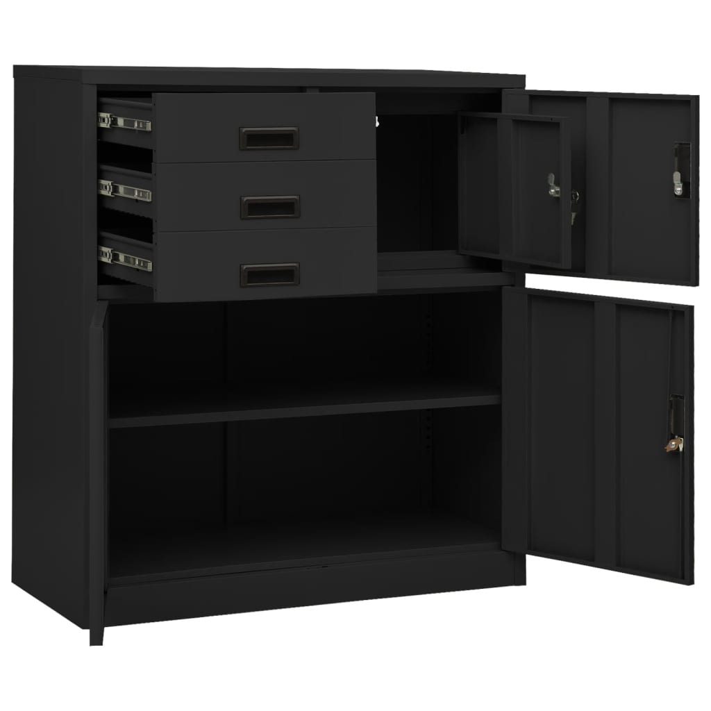 Armoire de bureau anthracite 90x40x102 cm en acier