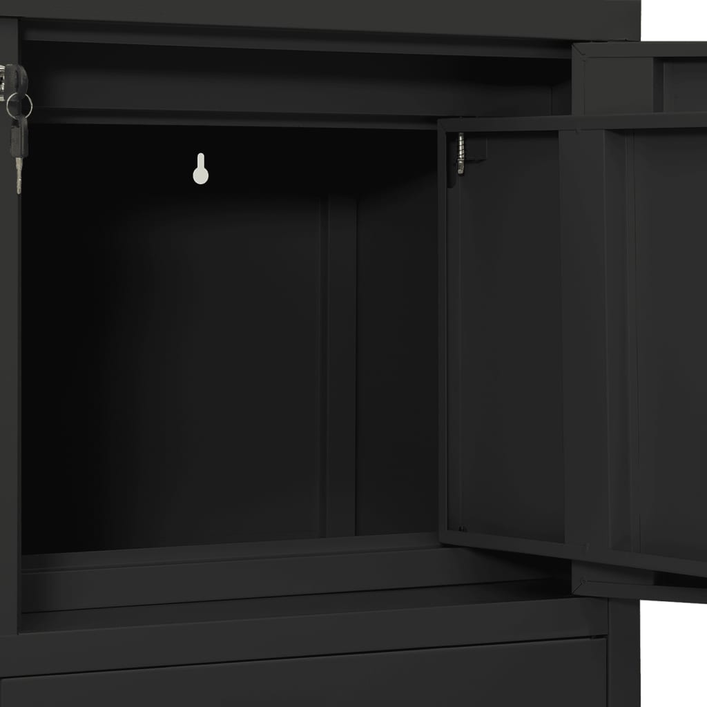 Armoire de bureau anthracite 90x40x102 cm en acier