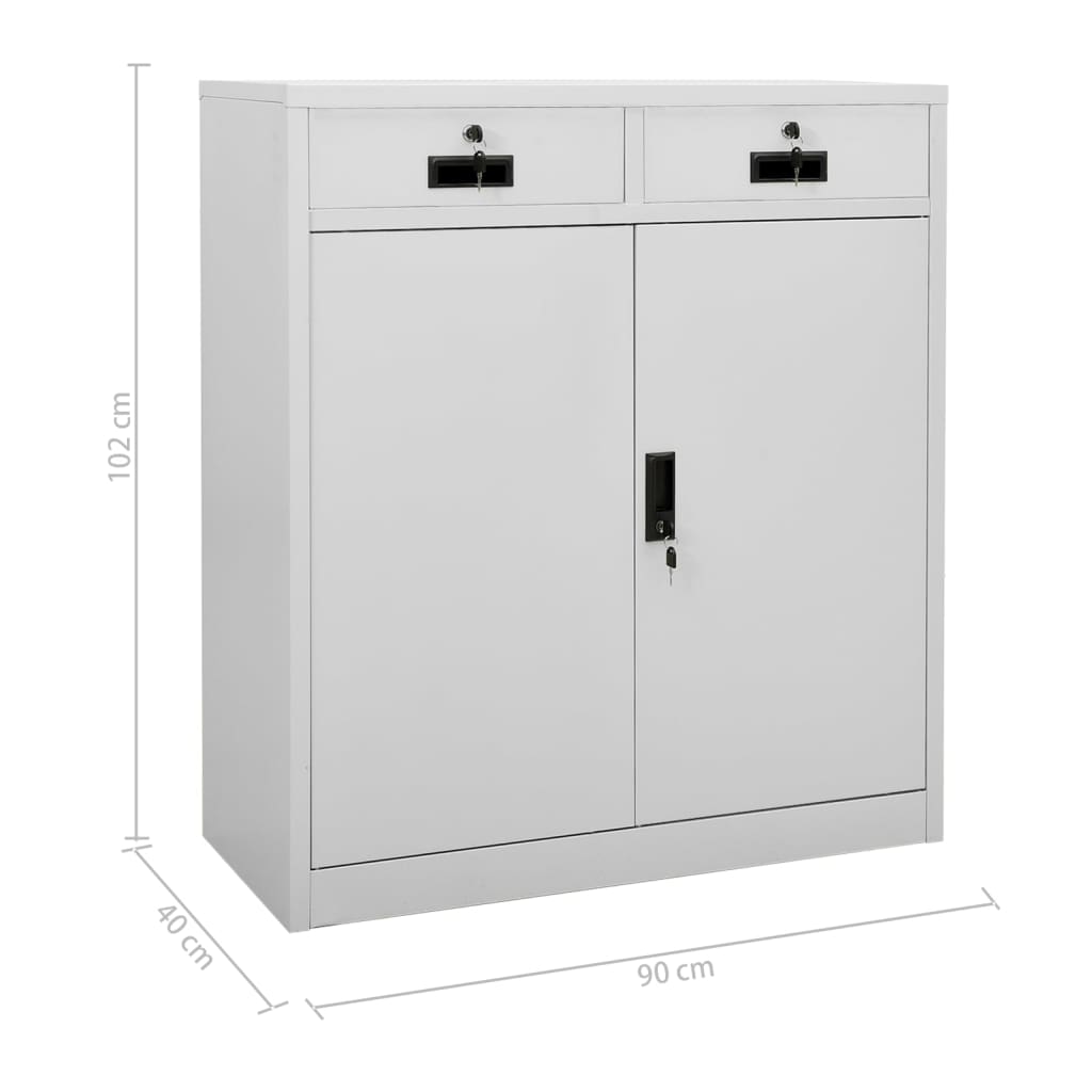 Office cabinet light grey 90x40x102 cm steel