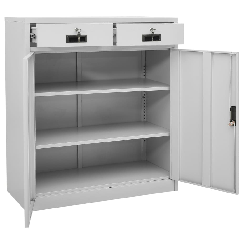 Office cabinet light grey 90x40x102 cm steel