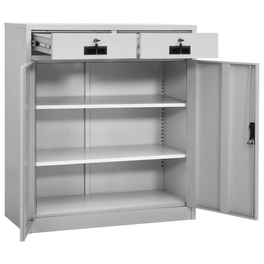 Office cabinet light grey 90x40x102 cm steel