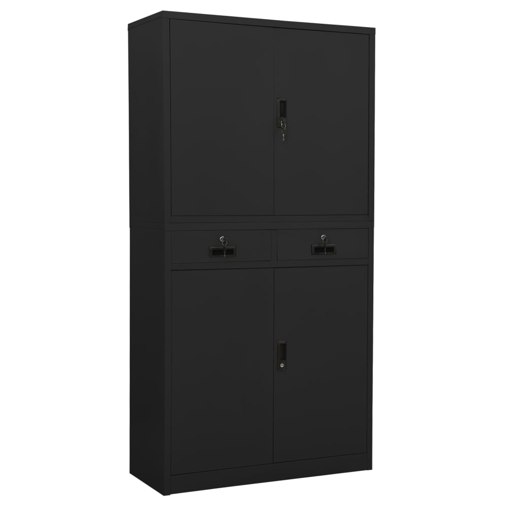 Armoire de bureau anthracite 90x40x180 cm en acier