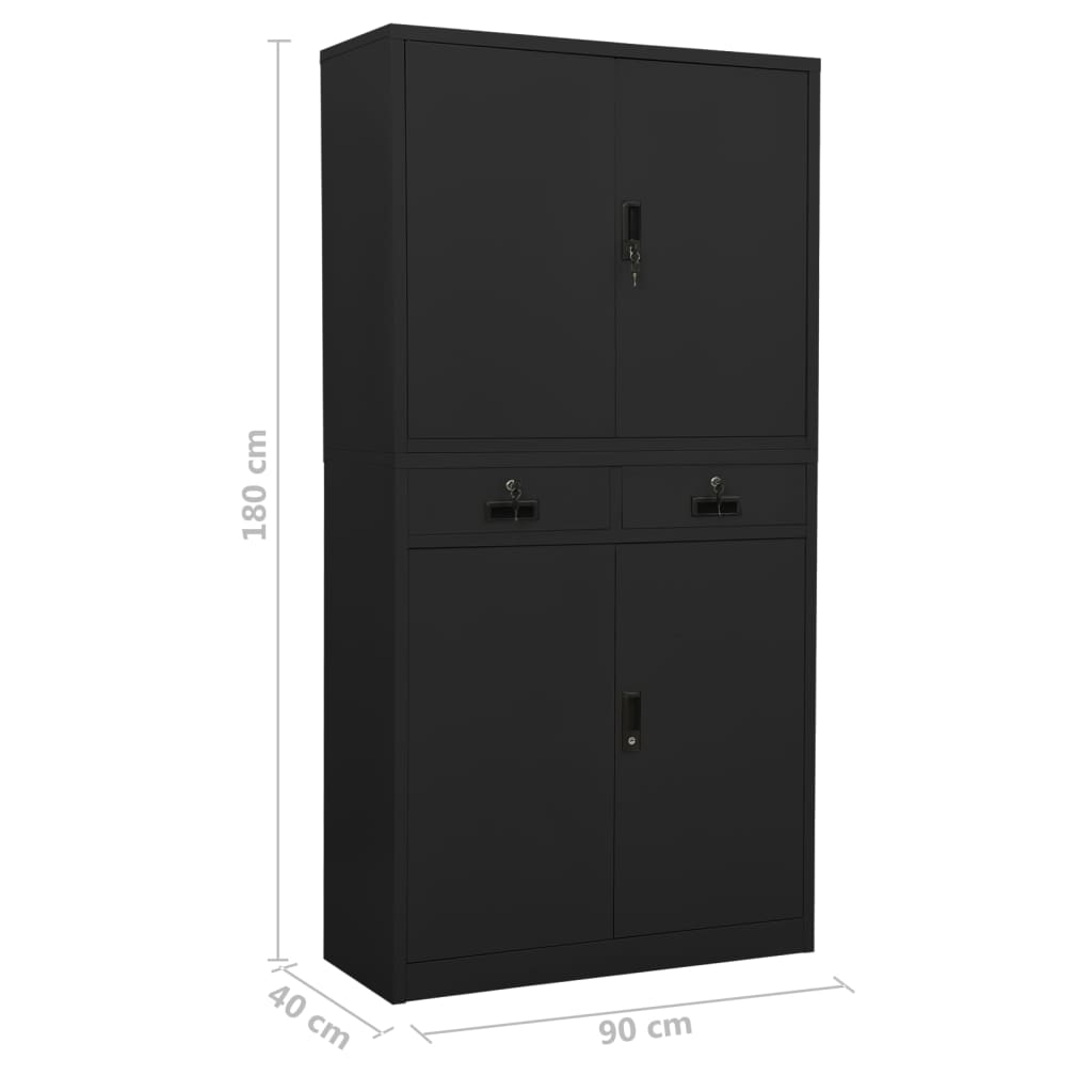 Armoire de bureau anthracite 90x40x180 cm en acier