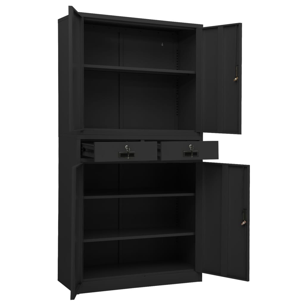 Armoire de bureau anthracite 90x40x180 cm en acier