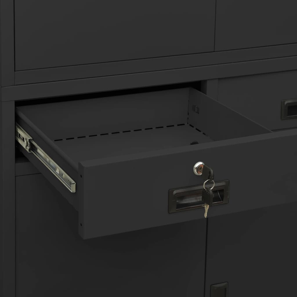 Armoire de bureau anthracite 90x40x180 cm en acier