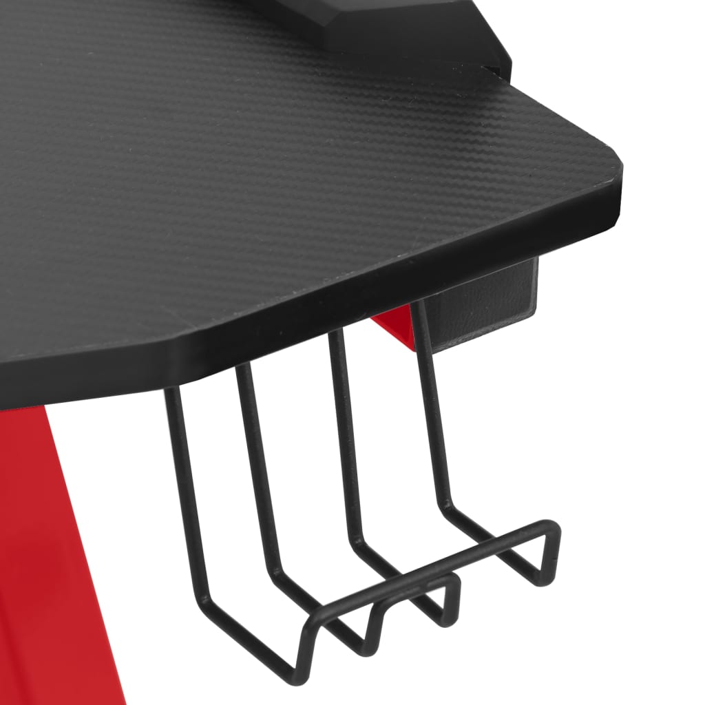 Gaming-Schreibtisch mit LED Y-Gestell Schwarz Rot 110x60x75 cm