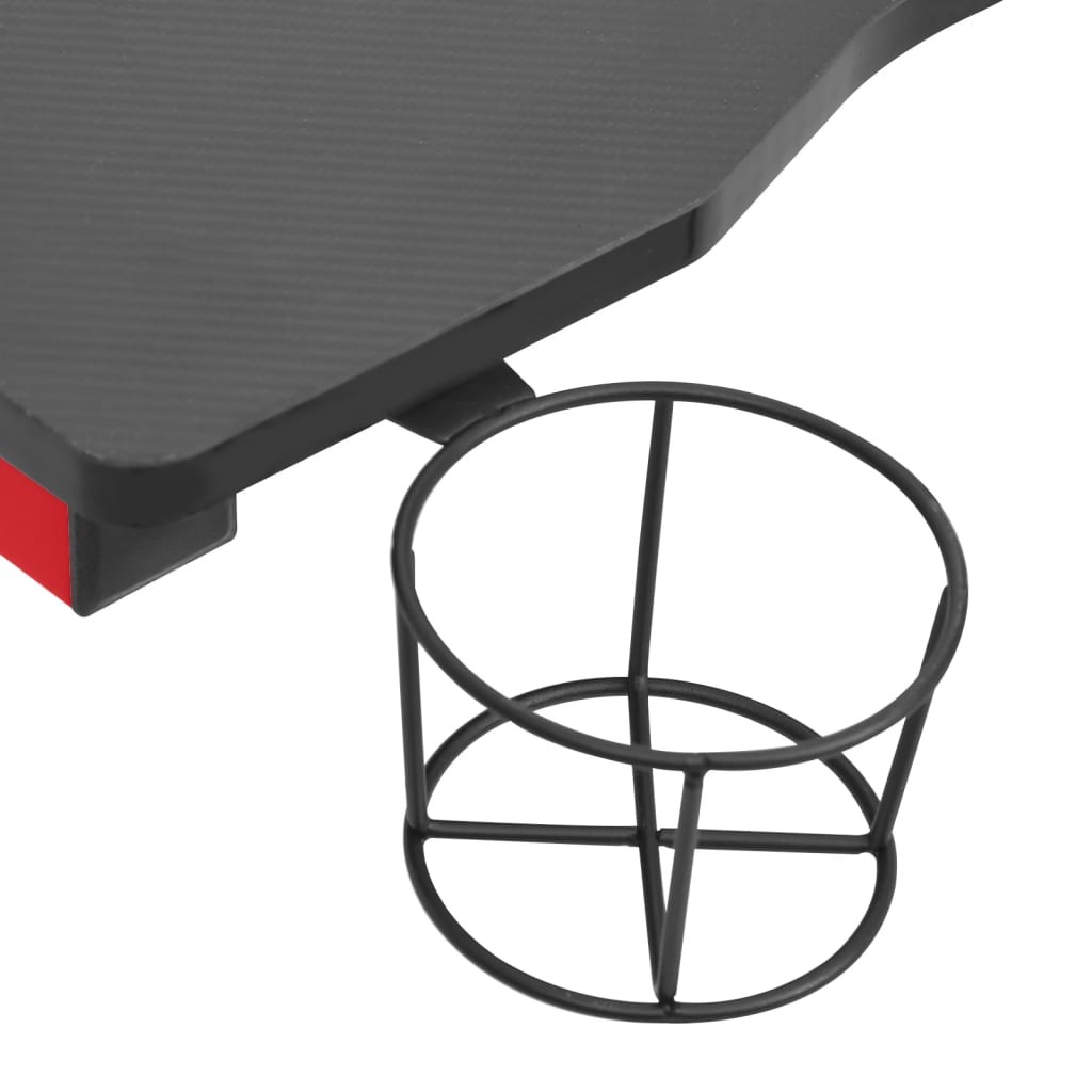 Gaming-Schreibtisch mit LED Y-Gestell Schwarz Rot 110x60x75 cm