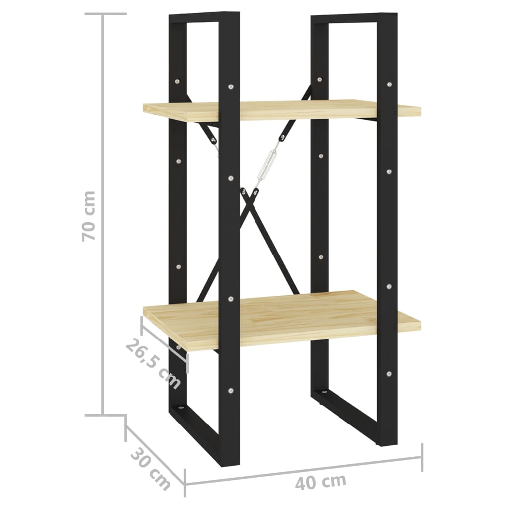 Bookcase 2 shelves 40x30x70 cm solid pine