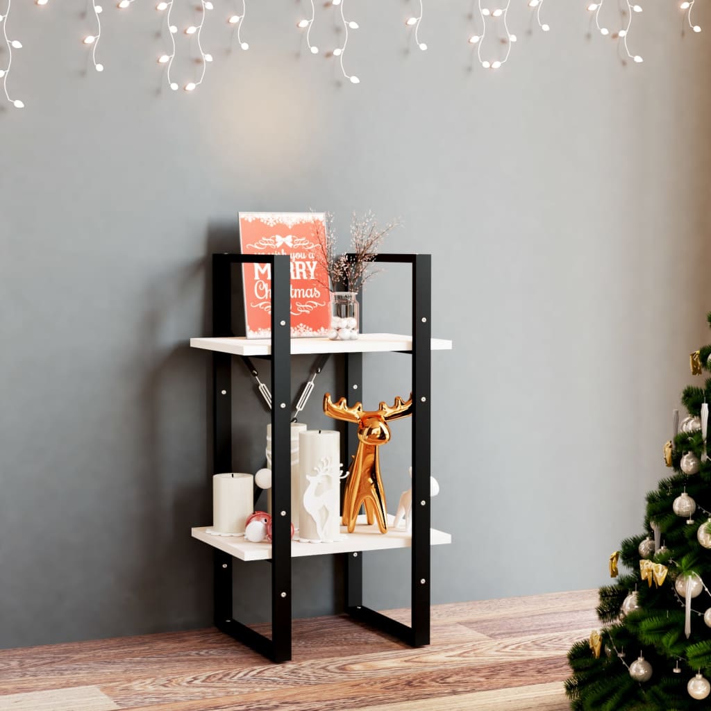 Bookcase 2 Shelves White 40x30x70 cm Solid Pine