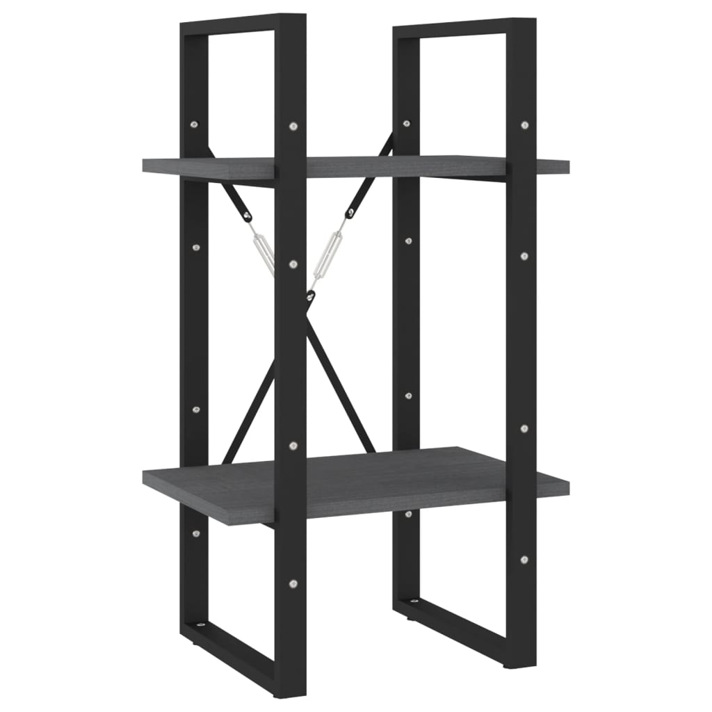 Bookcase 2 Shelves Grey 40x30x70 cm Solid Pine