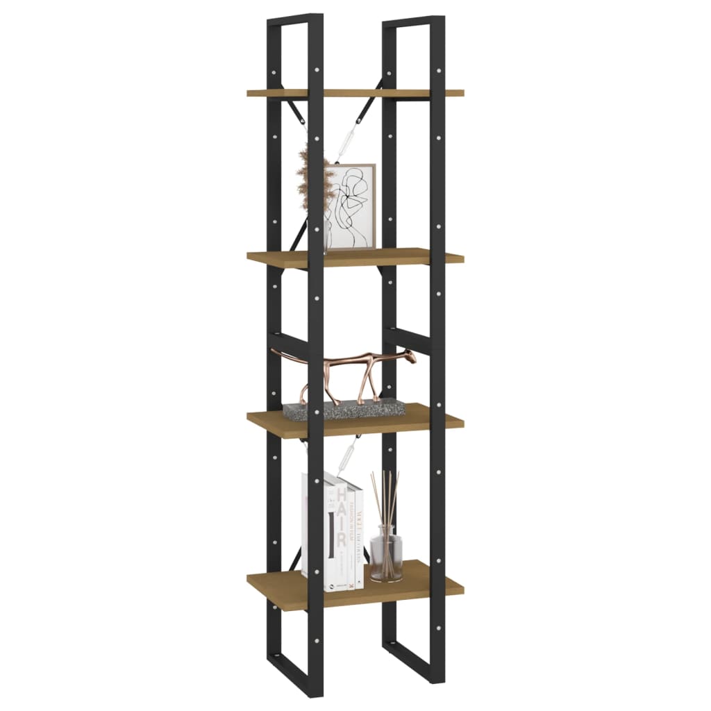 Bibliothèque 4 compartiments 40x30x140 cm en bois de pin massif