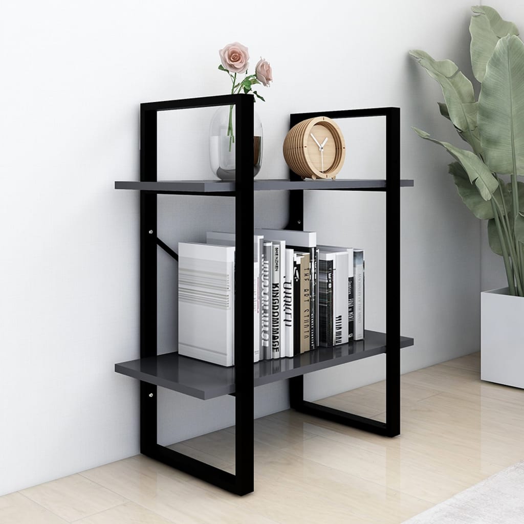Bookcase 2 Compartments Grey 60x30x70 cm Wood Material