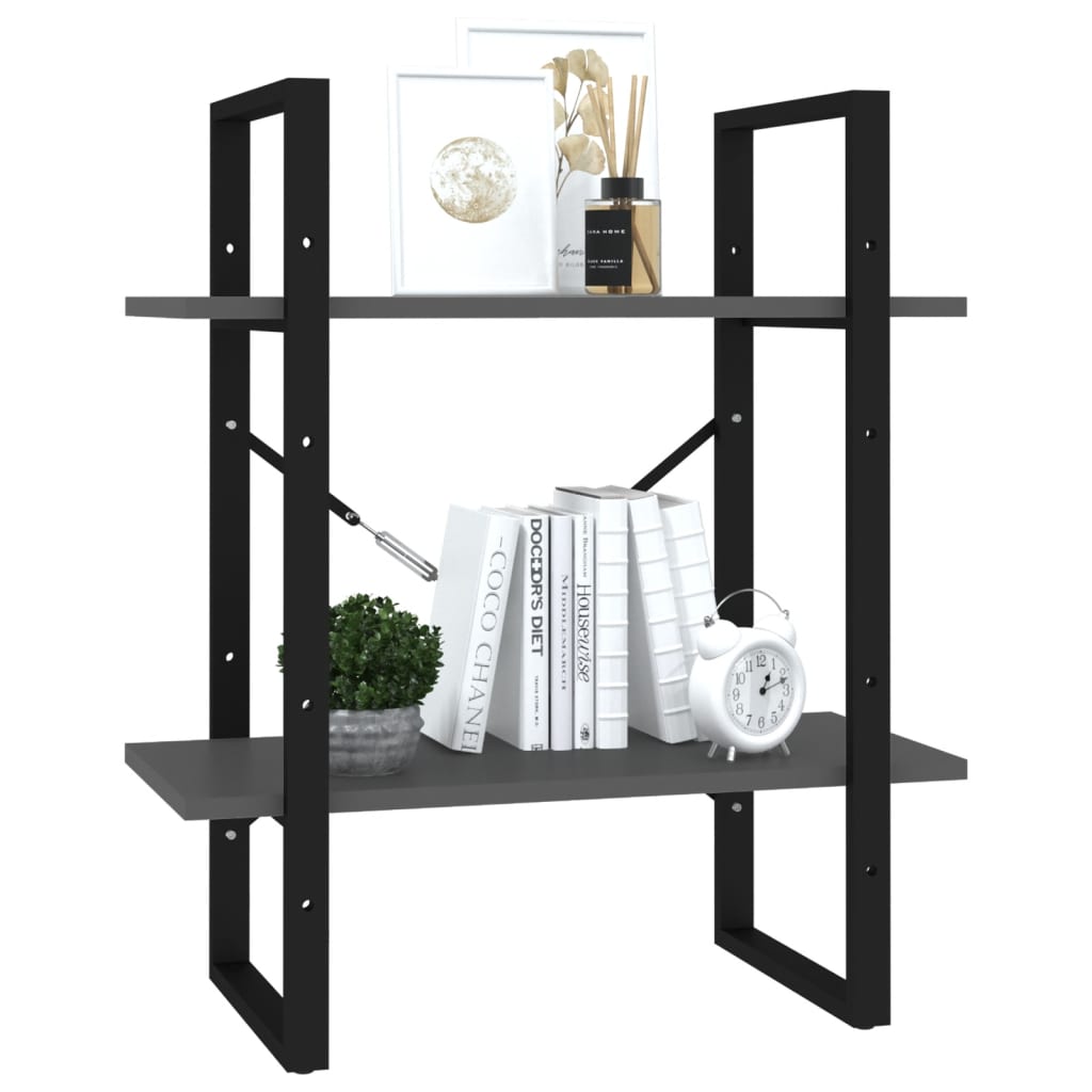 Bookcase 2 Compartments Grey 60x30x70 cm Wood Material