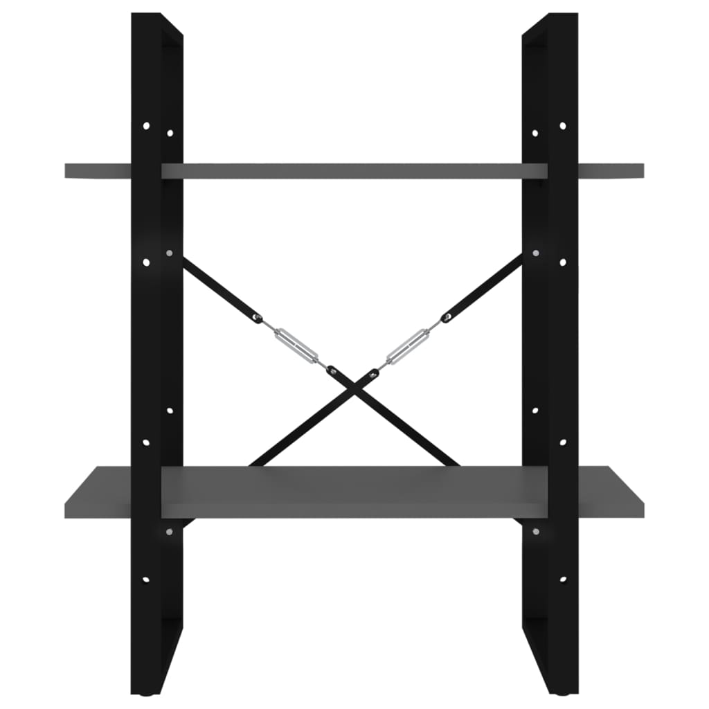Bookcase 2 Compartments Grey 60x30x70 cm Wood Material