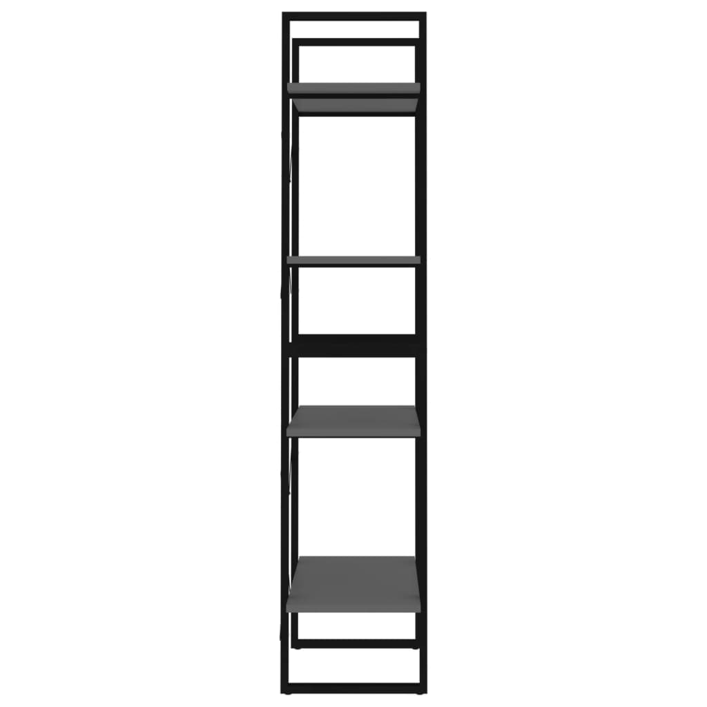 Bibliothèque 4 compartiments gris 60x30x140 cm en bois