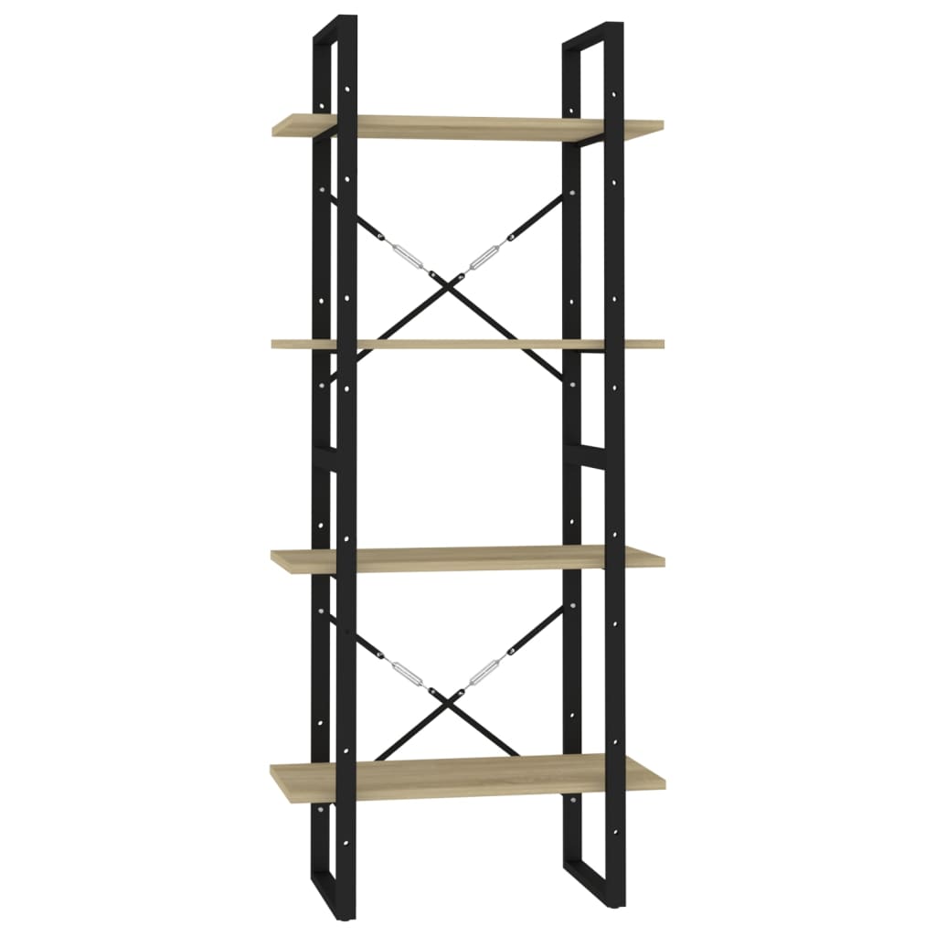Bibliothèque 4 compartiments en chêne Sonoma 60x30x140 cm matériau bois