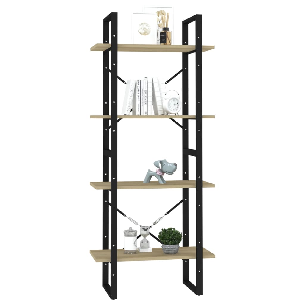 Bibliothèque 4 compartiments en chêne Sonoma 60x30x140 cm matériau bois