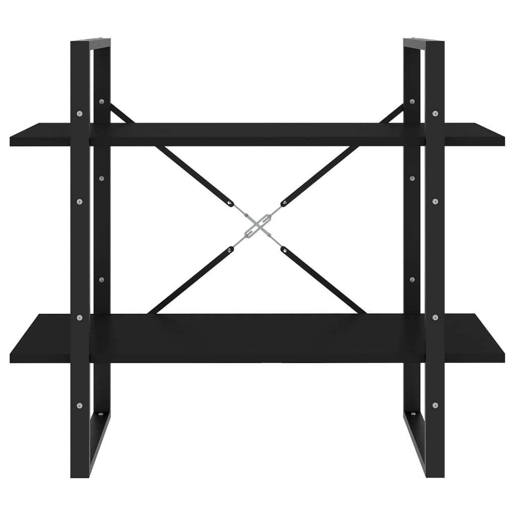 Bookcase 2 Compartments Black 80x30x70 cm Wood Material