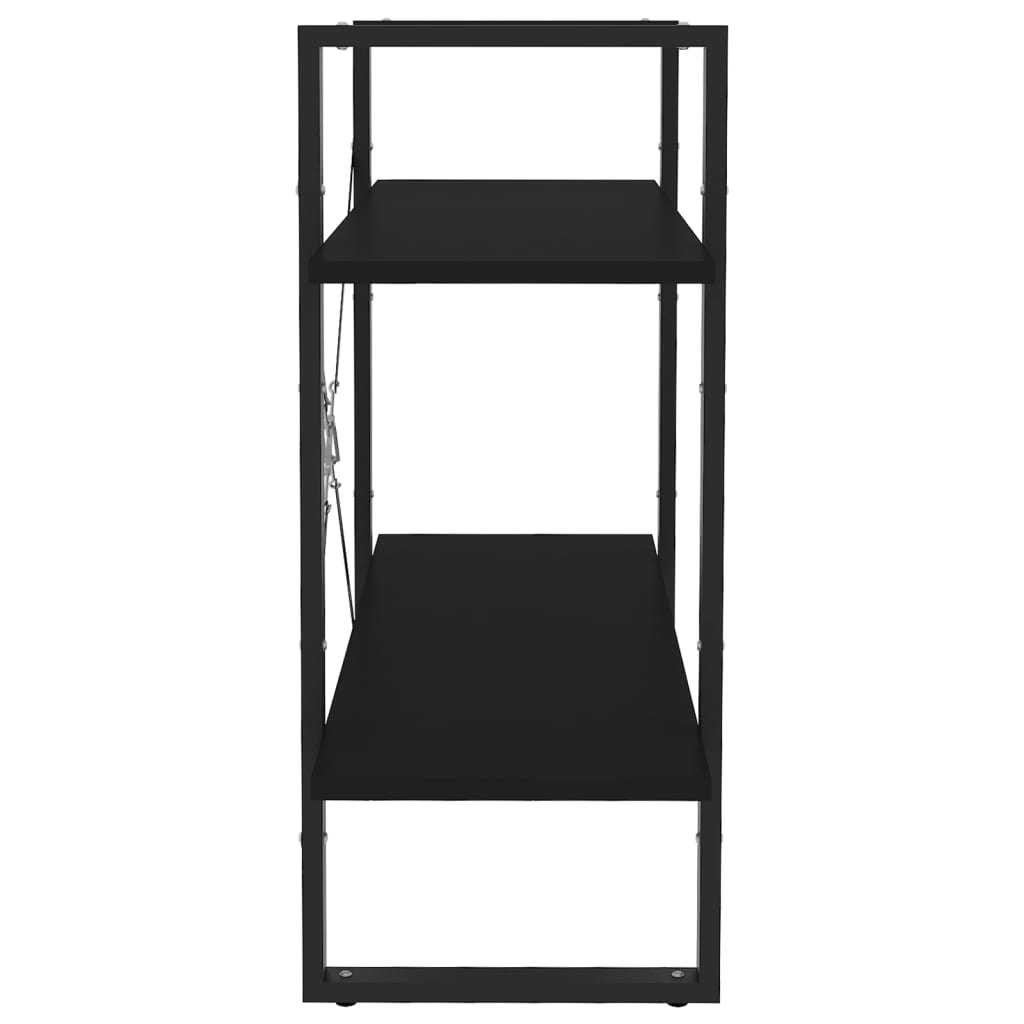 Bookcase 2 Compartments Black 80x30x70 cm Wood Material