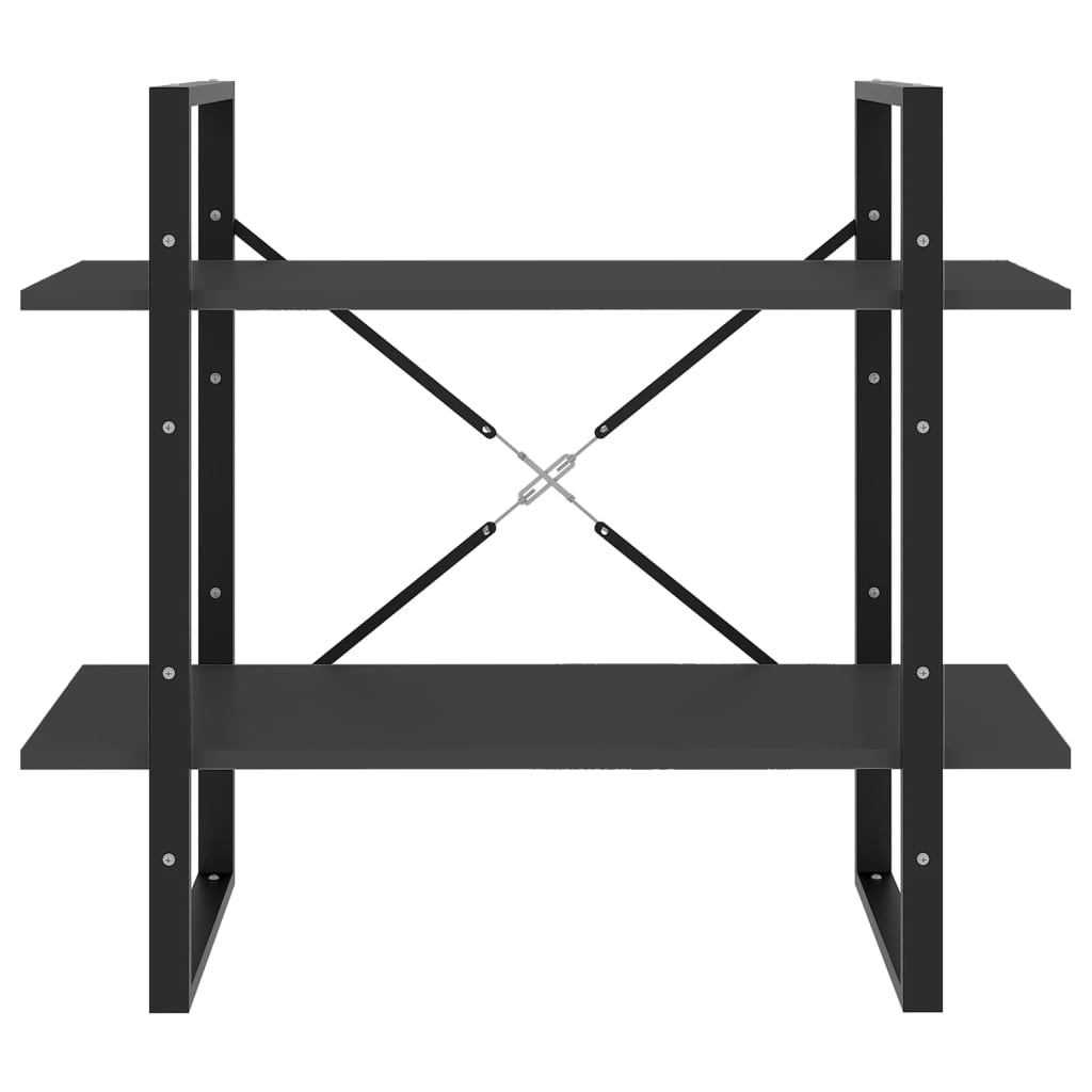 Bookcase 2 Compartments Grey 80x30x70 cm Wood Material