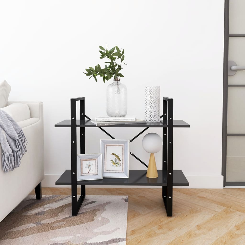 Bookcase 2 Compartments Grey 80x30x70 cm Wood Material