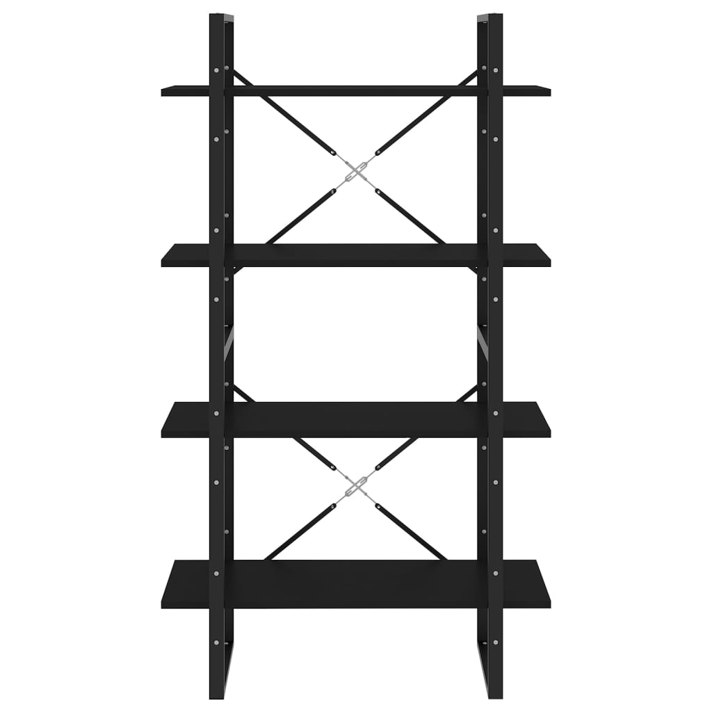 Bookcase 4 Compartments Black 80x30x140 cm Wood Material