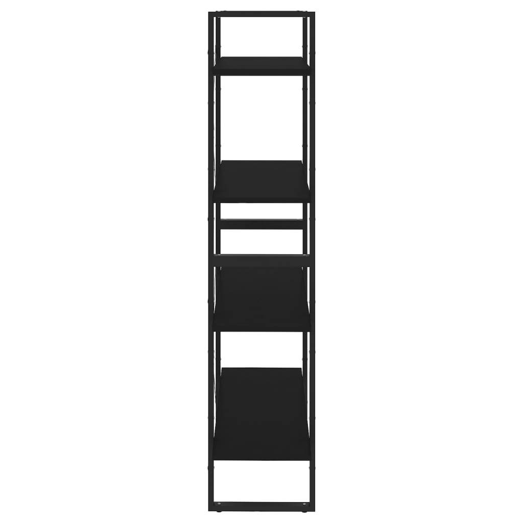 Bookcase 4 Compartments Black 80x30x140 cm Wood Material