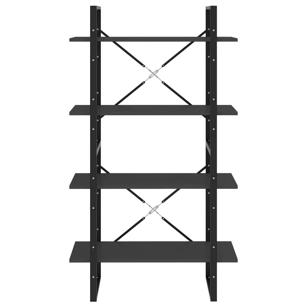 Bibliothèque 4 compartiments gris 80x30x140 cm en bois