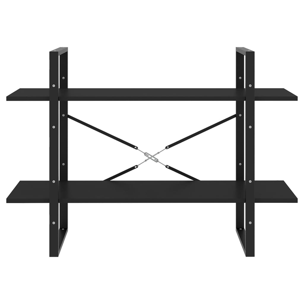 Bookcase 2 Compartments Black 100x30x70 cm Wood Material